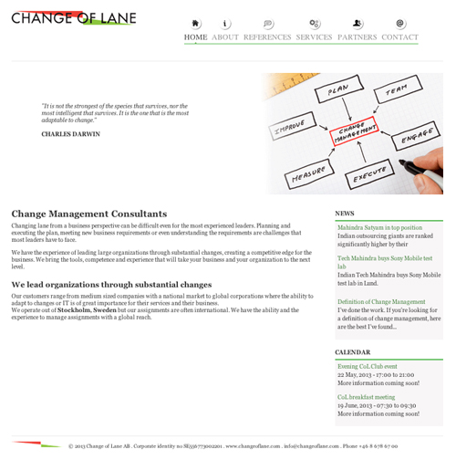 Webbplats till Changeoflane.com