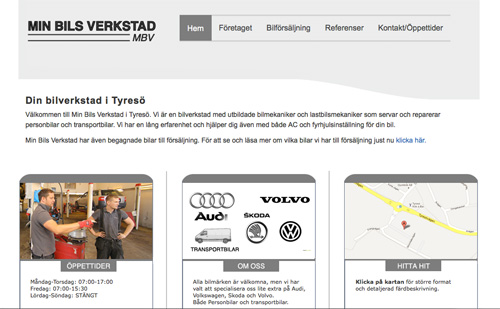 Webbplats till bilverkstad i Tyresö